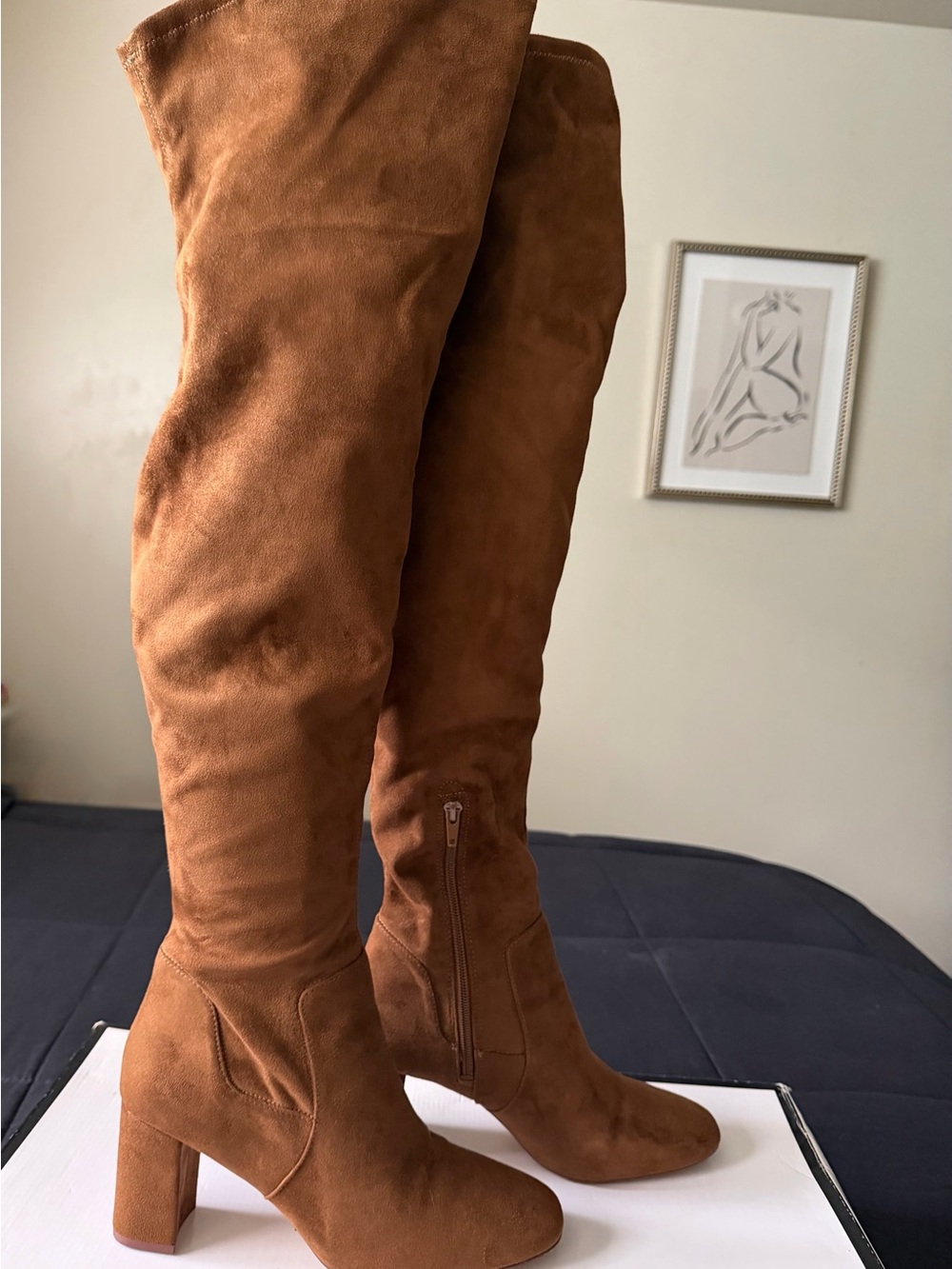 Nine West Women's Over-the-Knee Suede Boots - Chestnut Brown
